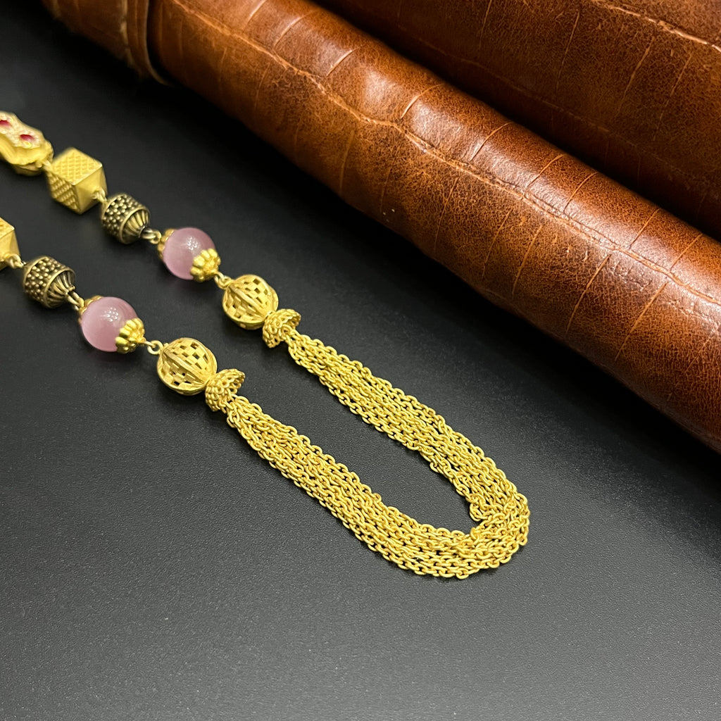 Silver Ladies Chain Kundan Bleads Mala Gold Finish M02 925