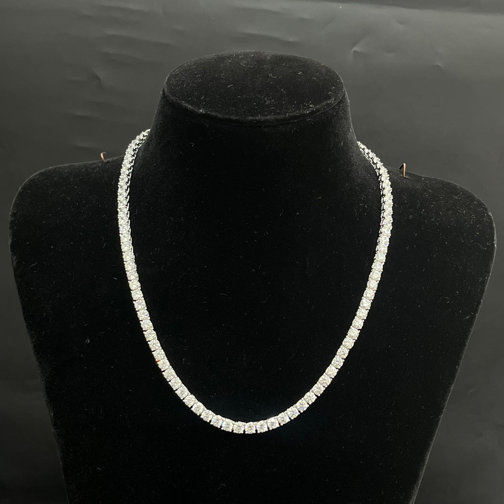 Silver Mens Tennis Chain Elegant Floral Crystal Link M02 925