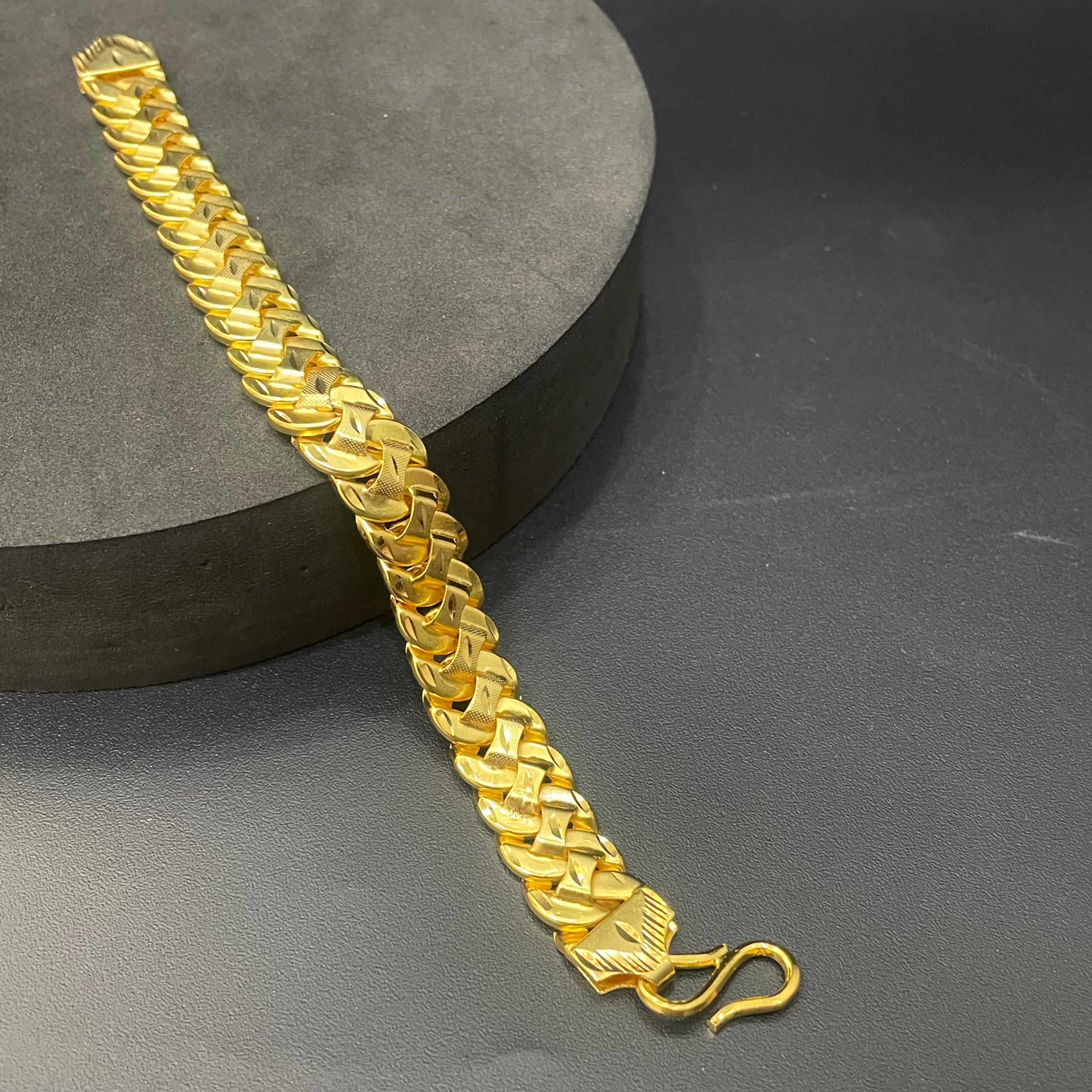 Silver Mens Gold Finished Bracelet Cowboy