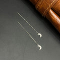 Silver Ladies Sui Daga Stud Hanging Moon Charms 925