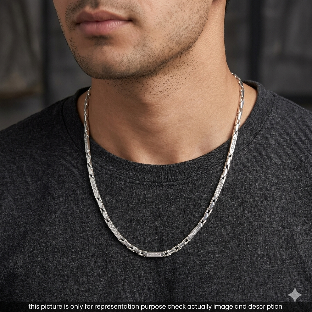 Silver Mens Chain Choco Oval Kathli