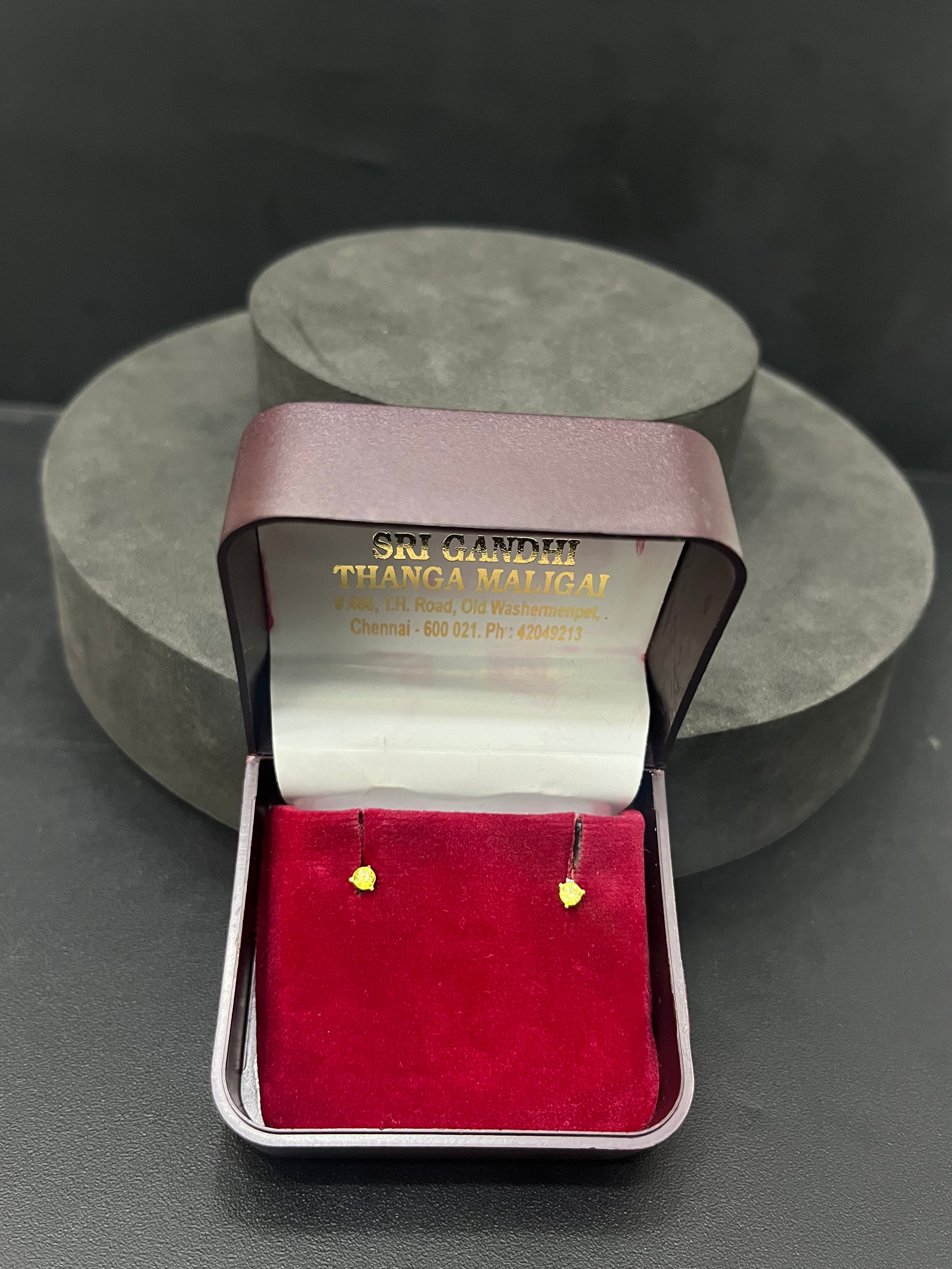 Gold Single Stone Studs 18K Yellow