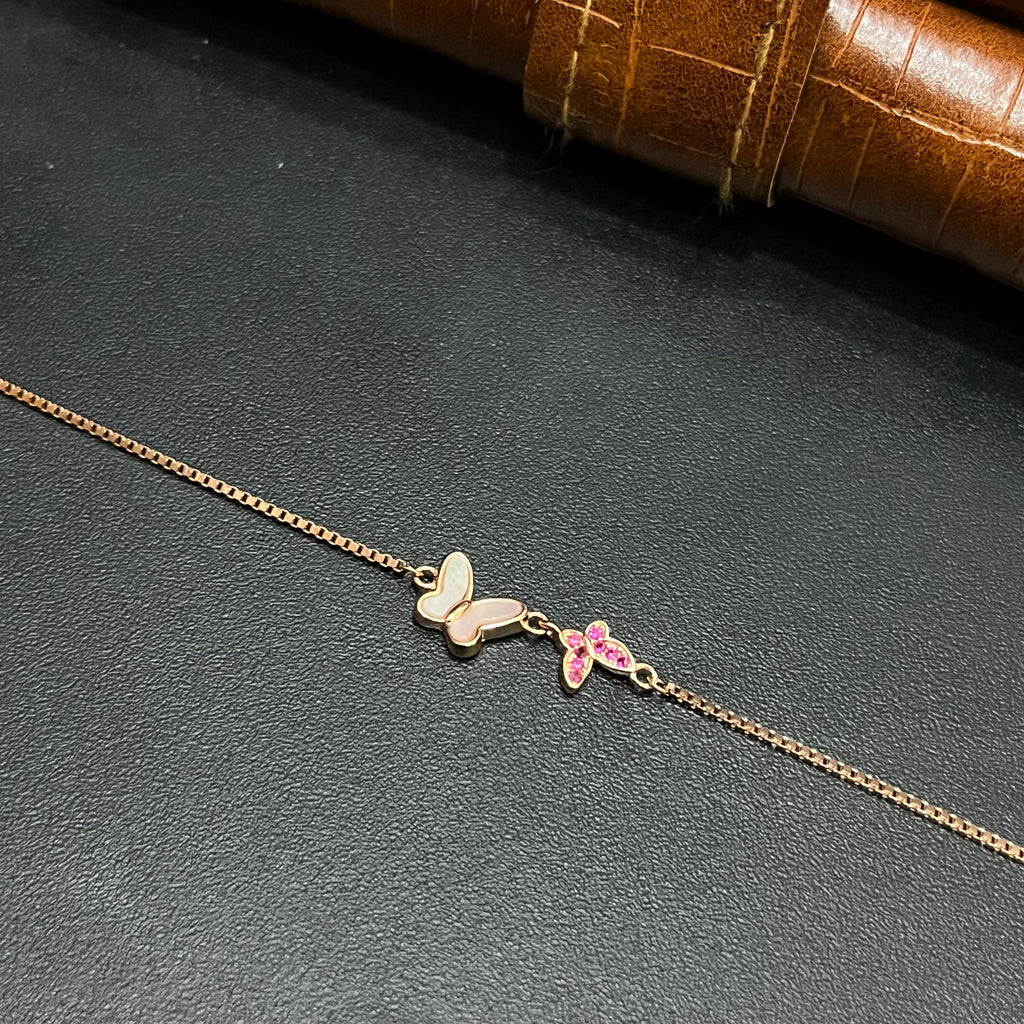 Silver Ladies Bracelet Butterfly Vine Elegance Pink Rose Gold 925