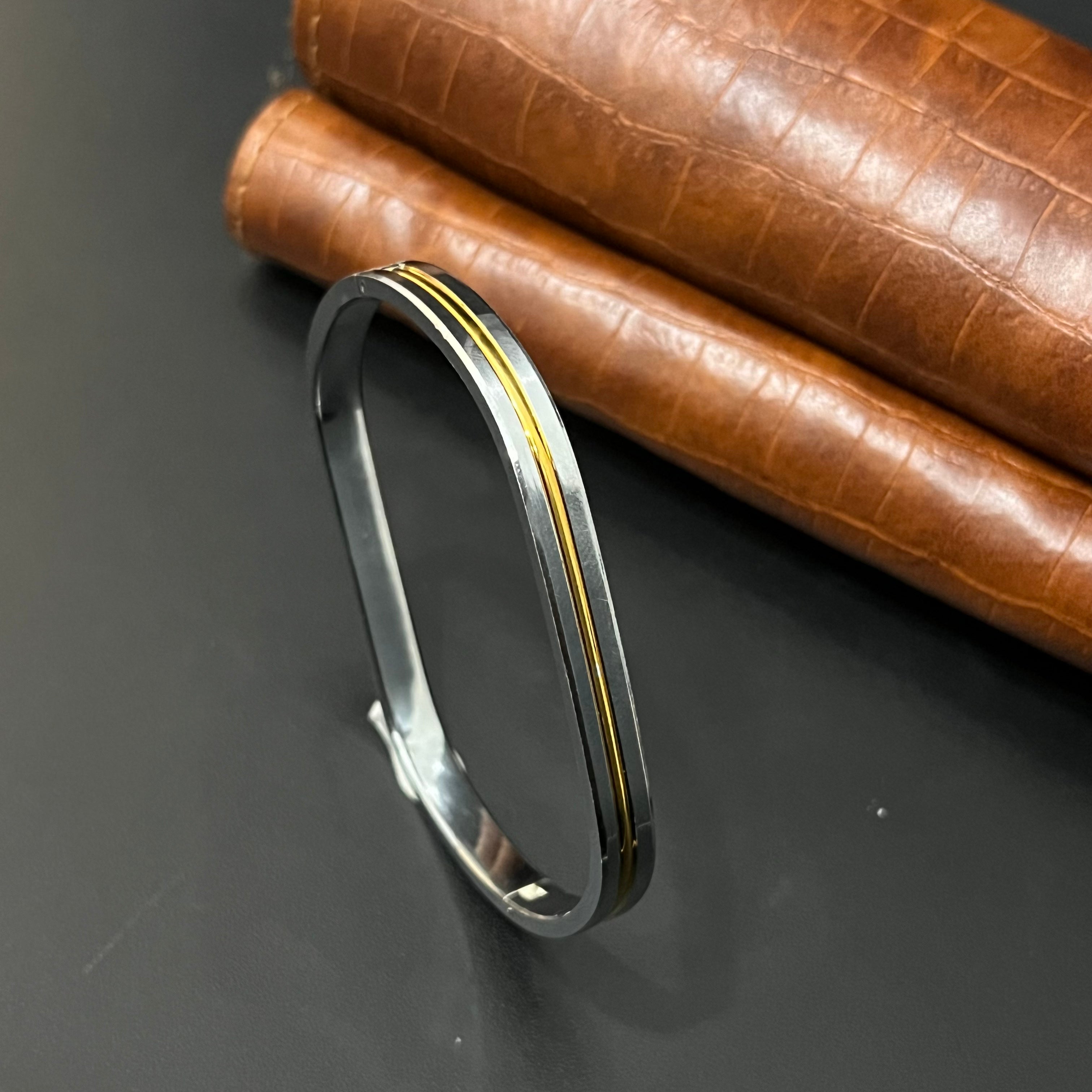 Silver kada Unisex Oval Dual tone K5