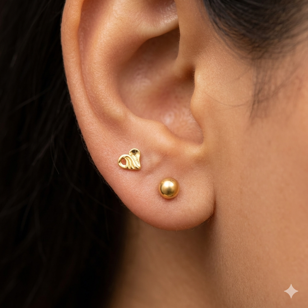 Gold Second stud Heart Slashes