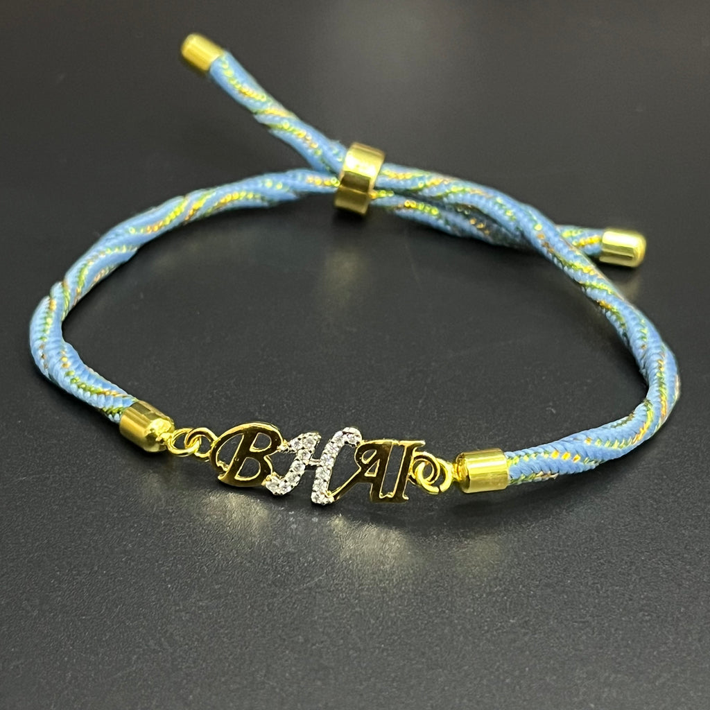 Silver Rakhi Band BHAI Gold Polish 925
