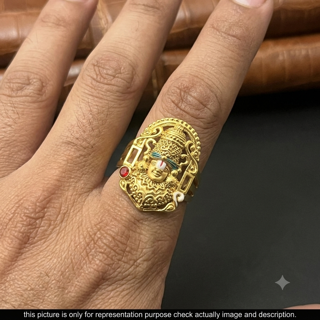 Silver Ring Tirupathi Balaji Gold Finished 925 2