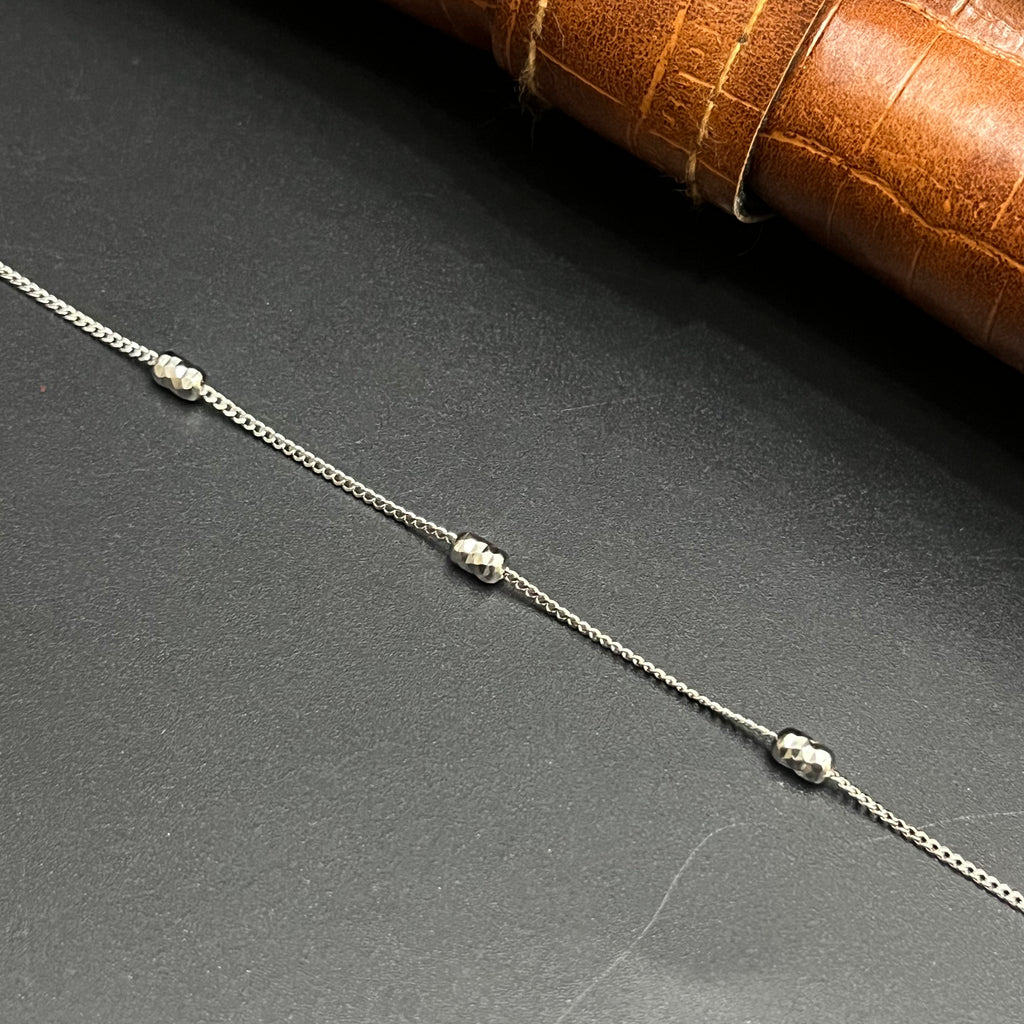 Silver Ladies Chain Barrel Beads Length 2 925