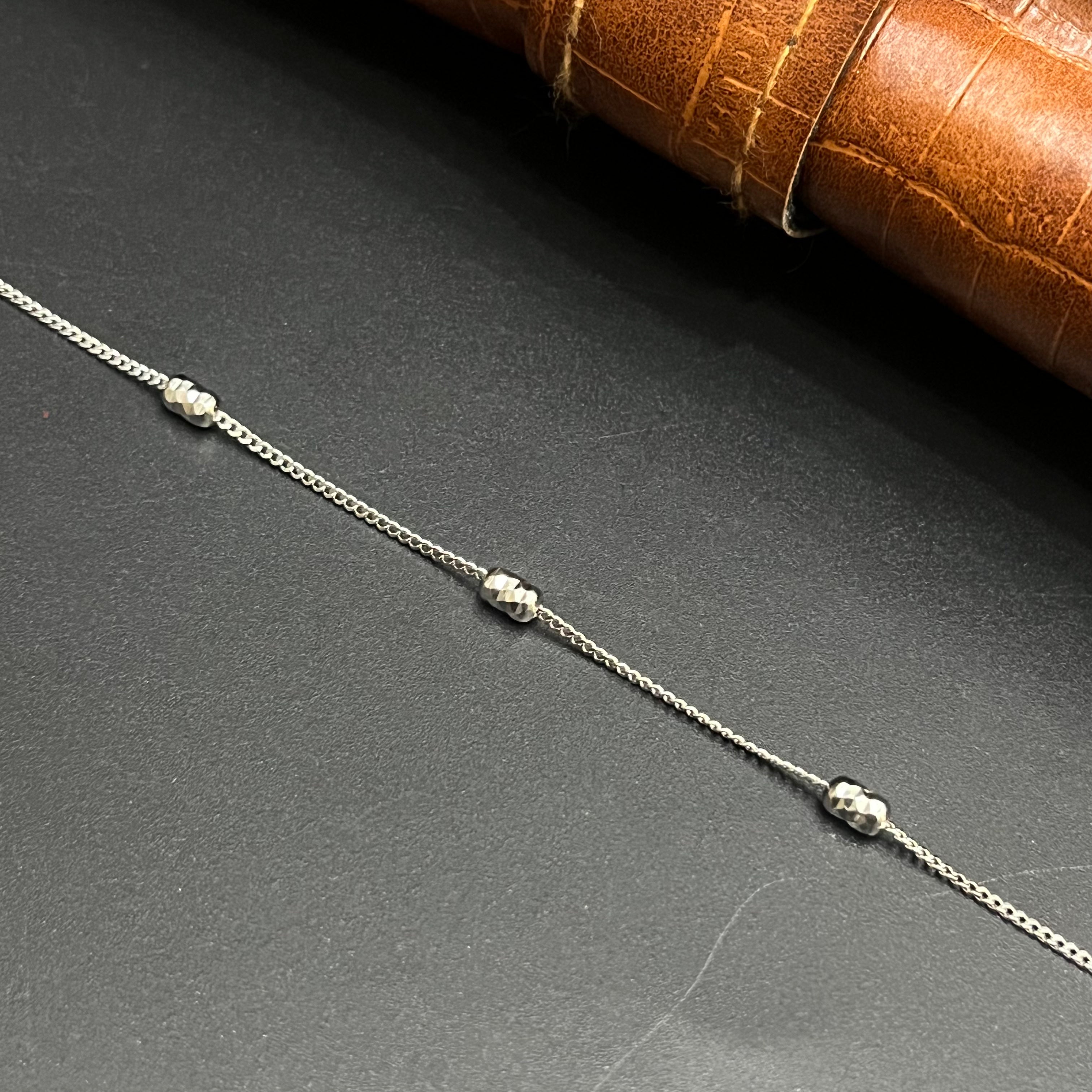 Silver Ladies Chain Barrel Beads Length 2 925