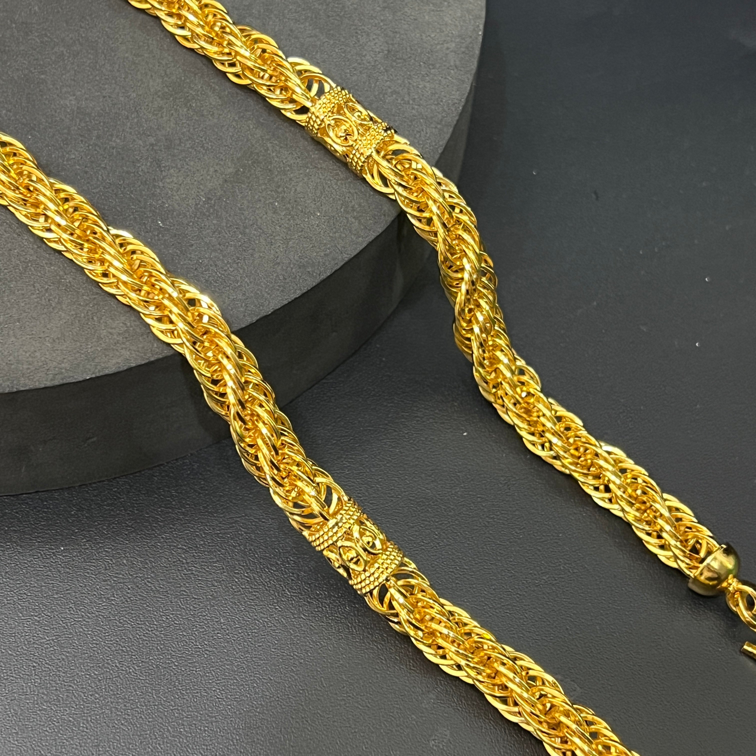 Silver Mens Chain Indo Italian Maharaja Braided Edition Gold Finish 925
