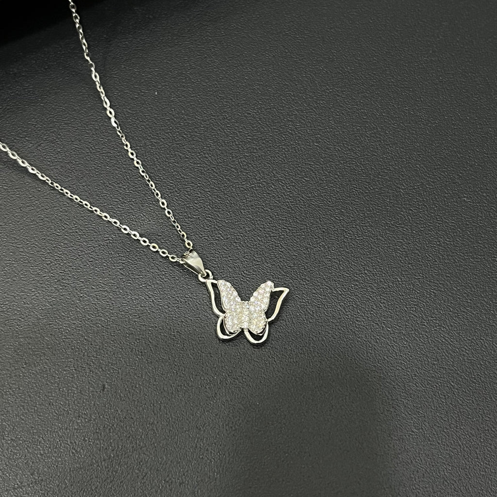 Silver Ladies Chain Butterfly 2lines