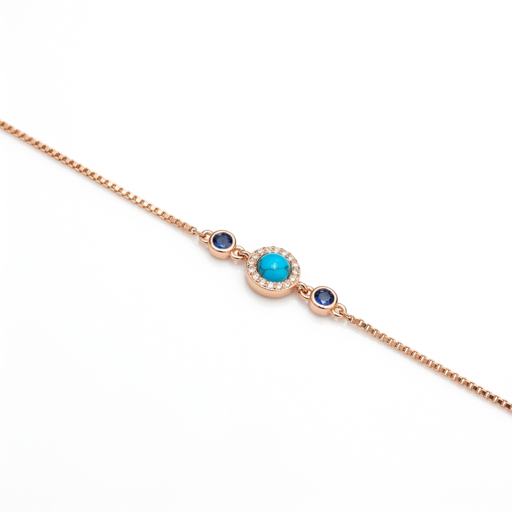 Silver Ladies Bracelet Turquoise Crystal Grace Rose Gold 925