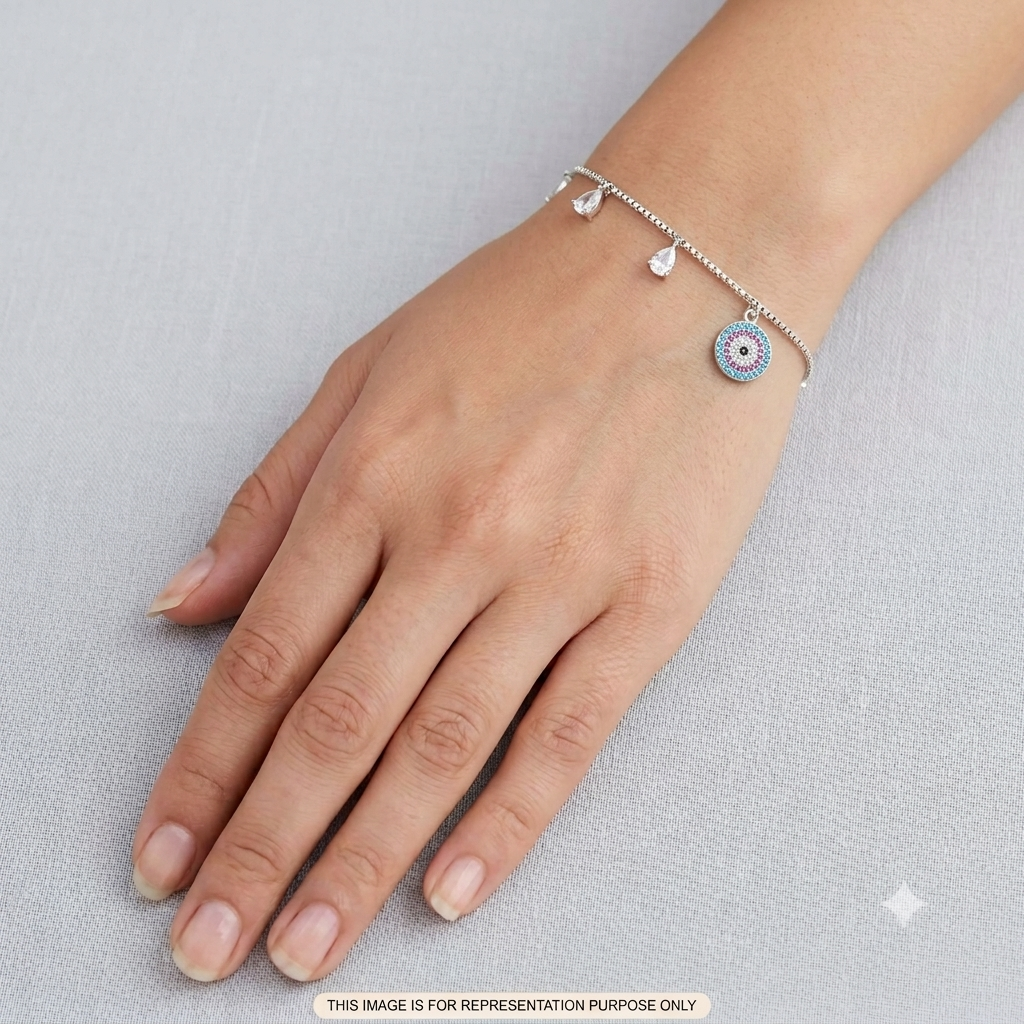 Silver Ladies Bracelet Luna Stone Blue Charms M02 925