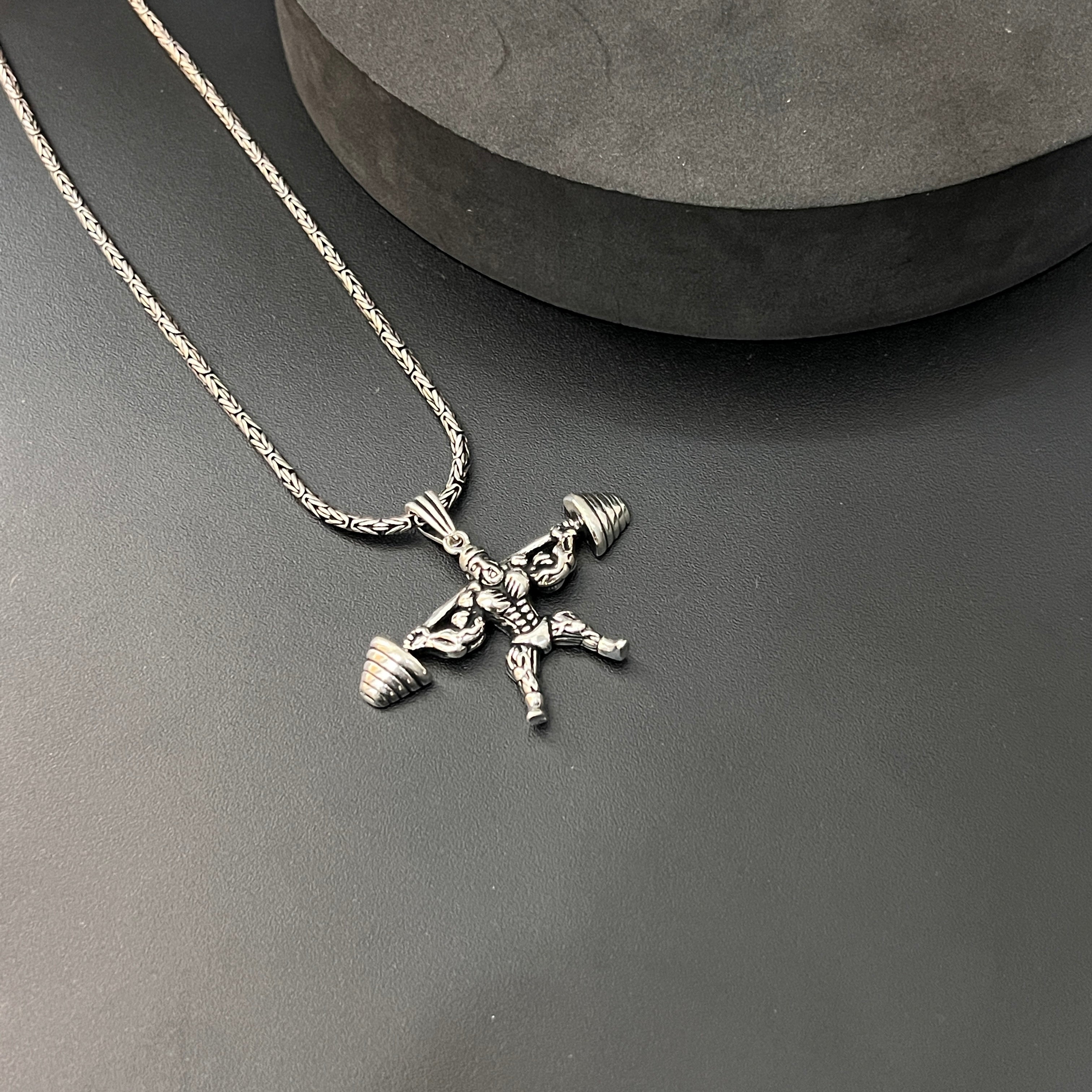 Silver Pendant Weight Lifting  Body Builder