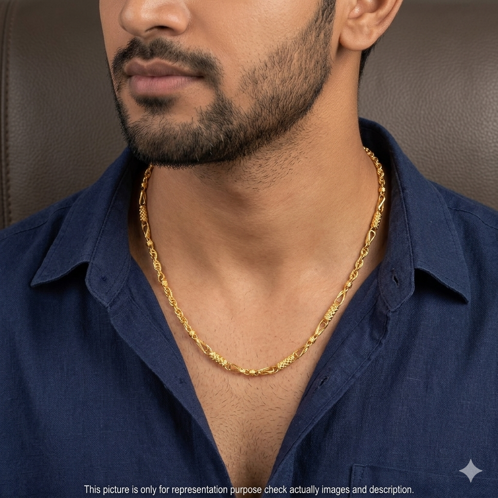 Silver Mens Chain Italian Gold Finished