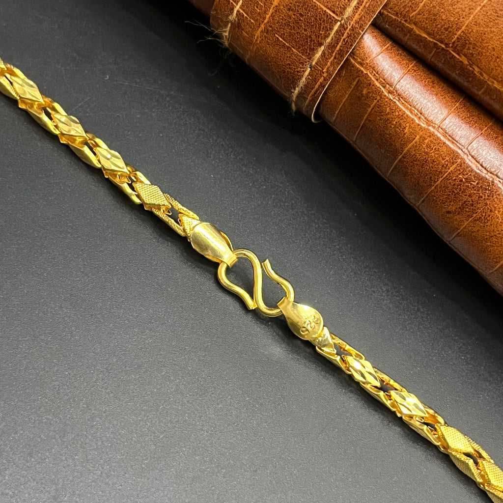 Silver Mens Chain Premium Kathli Cut MatDisc Editon Gold Finish 925