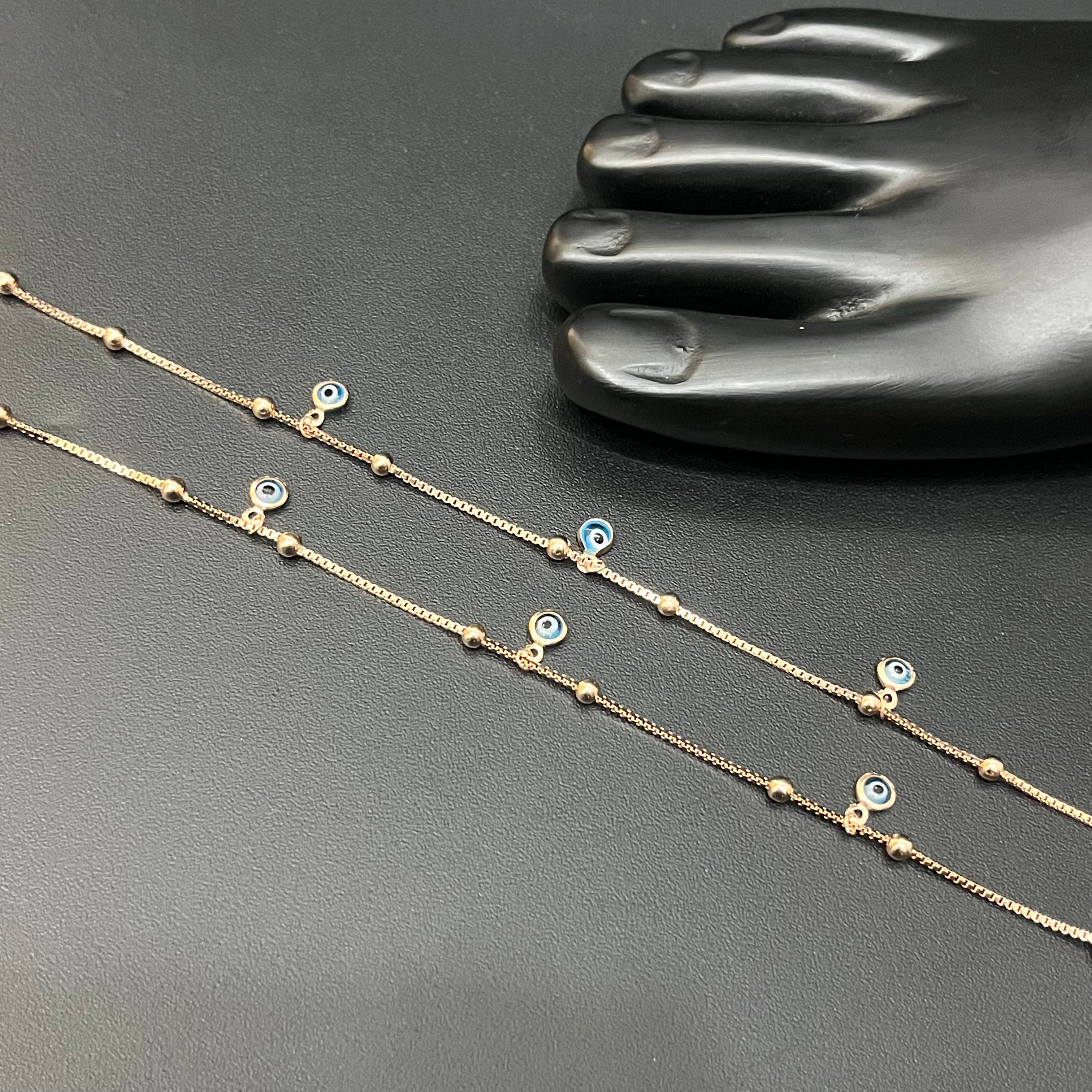 Ladies Silver Anklet  Evil Eye Hangings RG