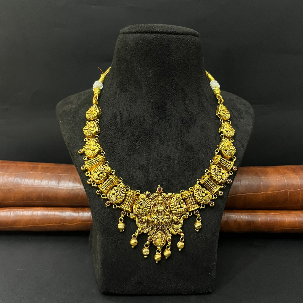 Silver Antique Necklace Gold Finished N01