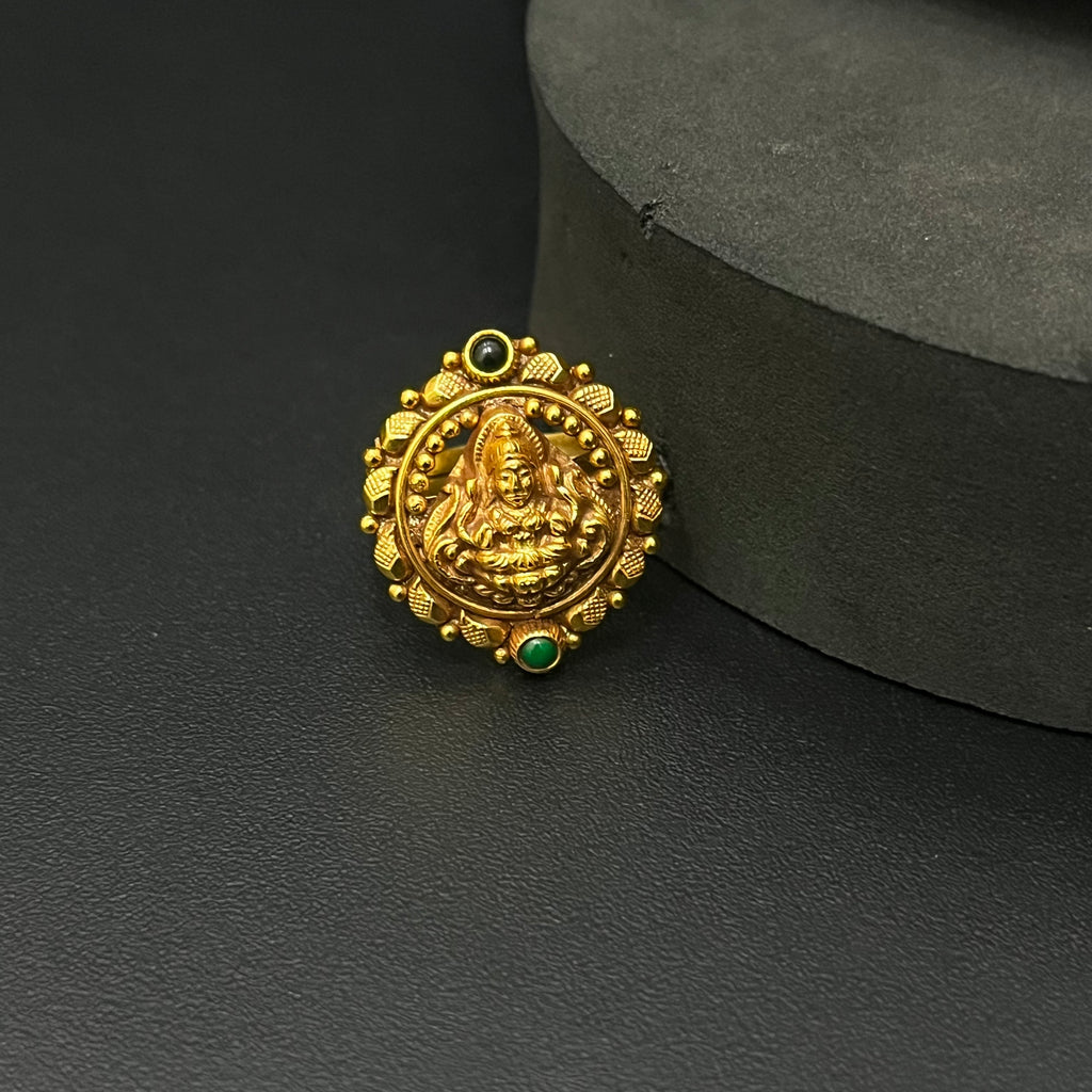 Silver Antique Finished Ring Adjustable Lakshmi Nakas