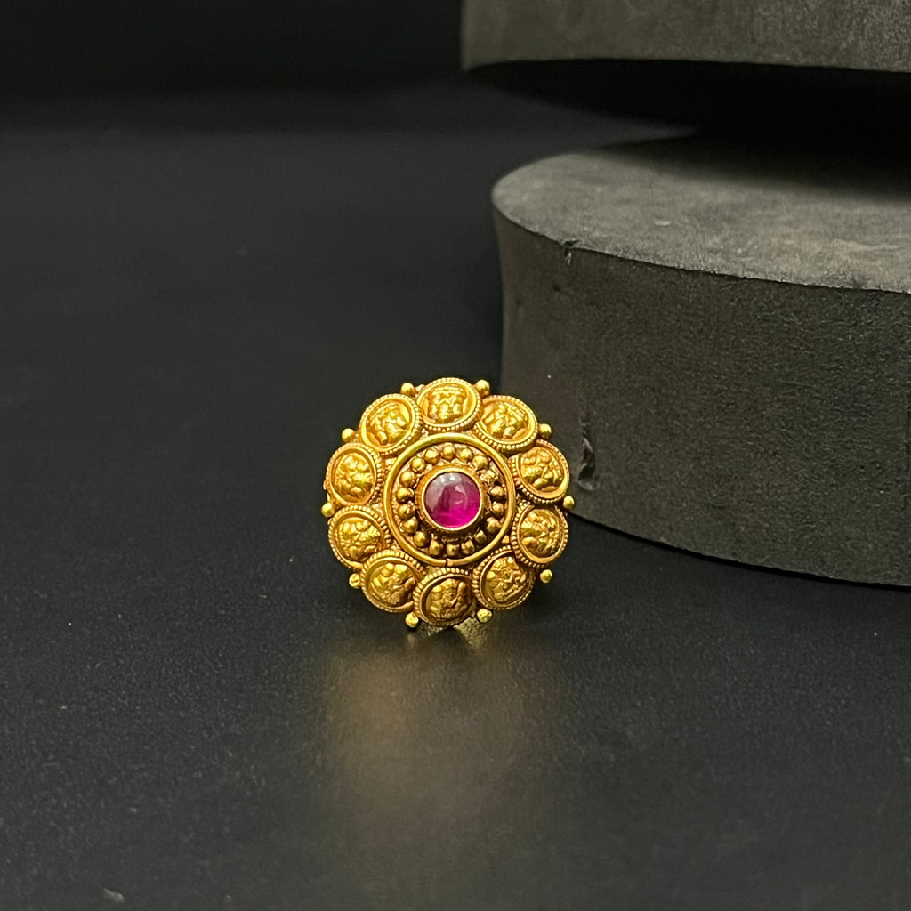 Silver Antique Finished Ring Adjustable kass Lakshmi