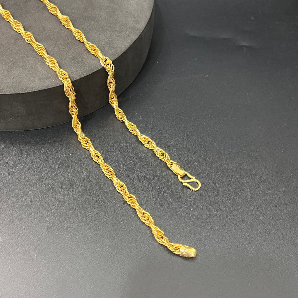 Silver Mens Chain Indo Italian Luxury Twisted Link Lock Gold Finish 925