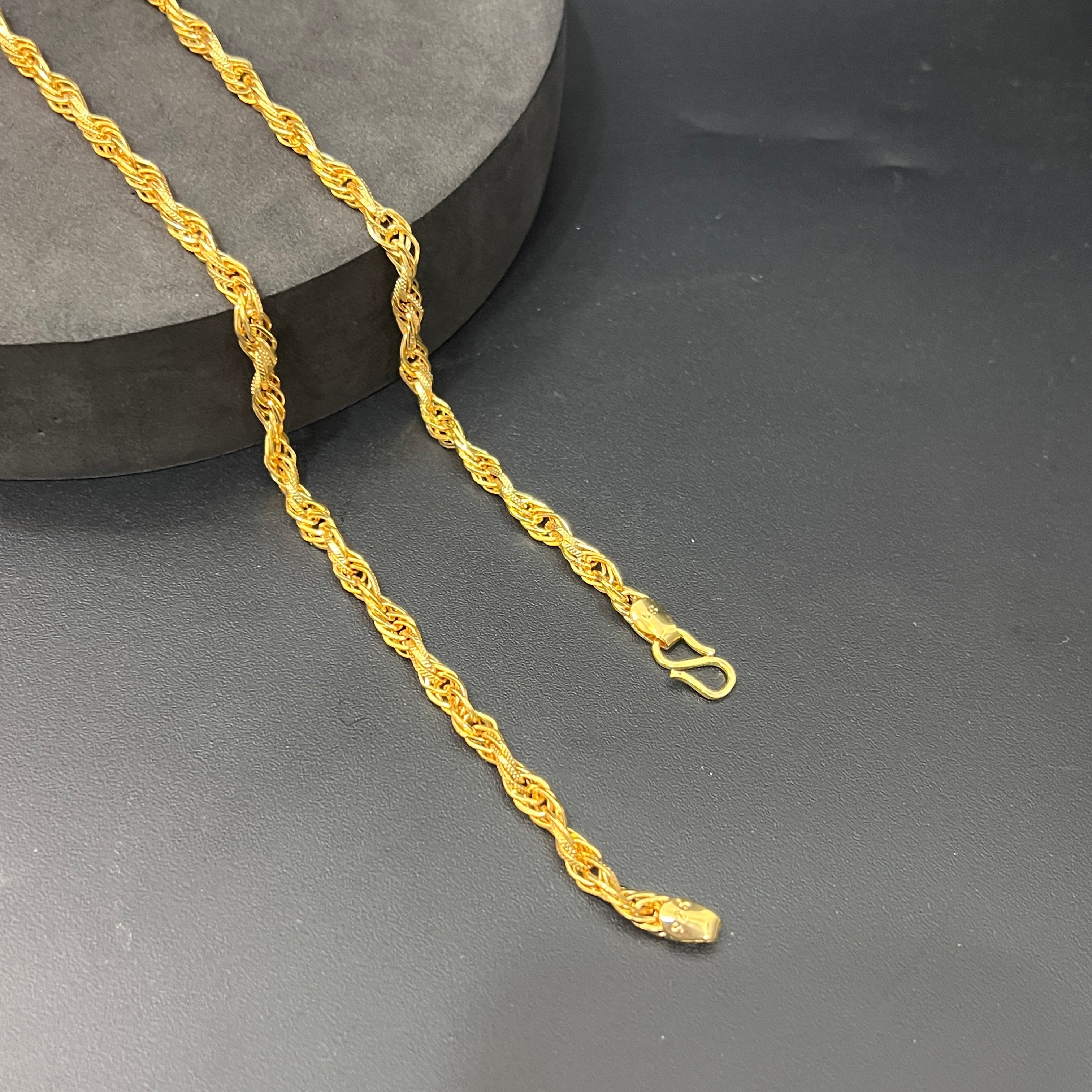 Silver Mens Chain Indo Italian Luxury Twisted Link Lock Gold Finish 925
