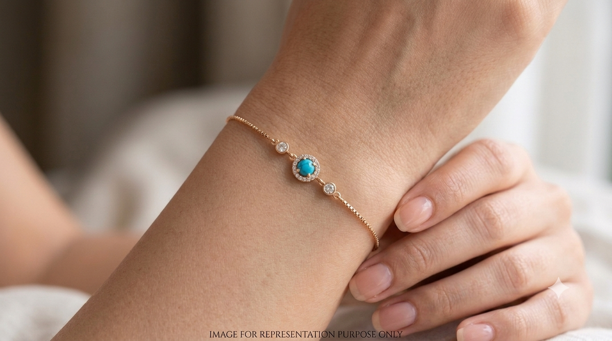 Silver Ladies Bracelet Blue Crystal Centerpiece Rose Gold 925