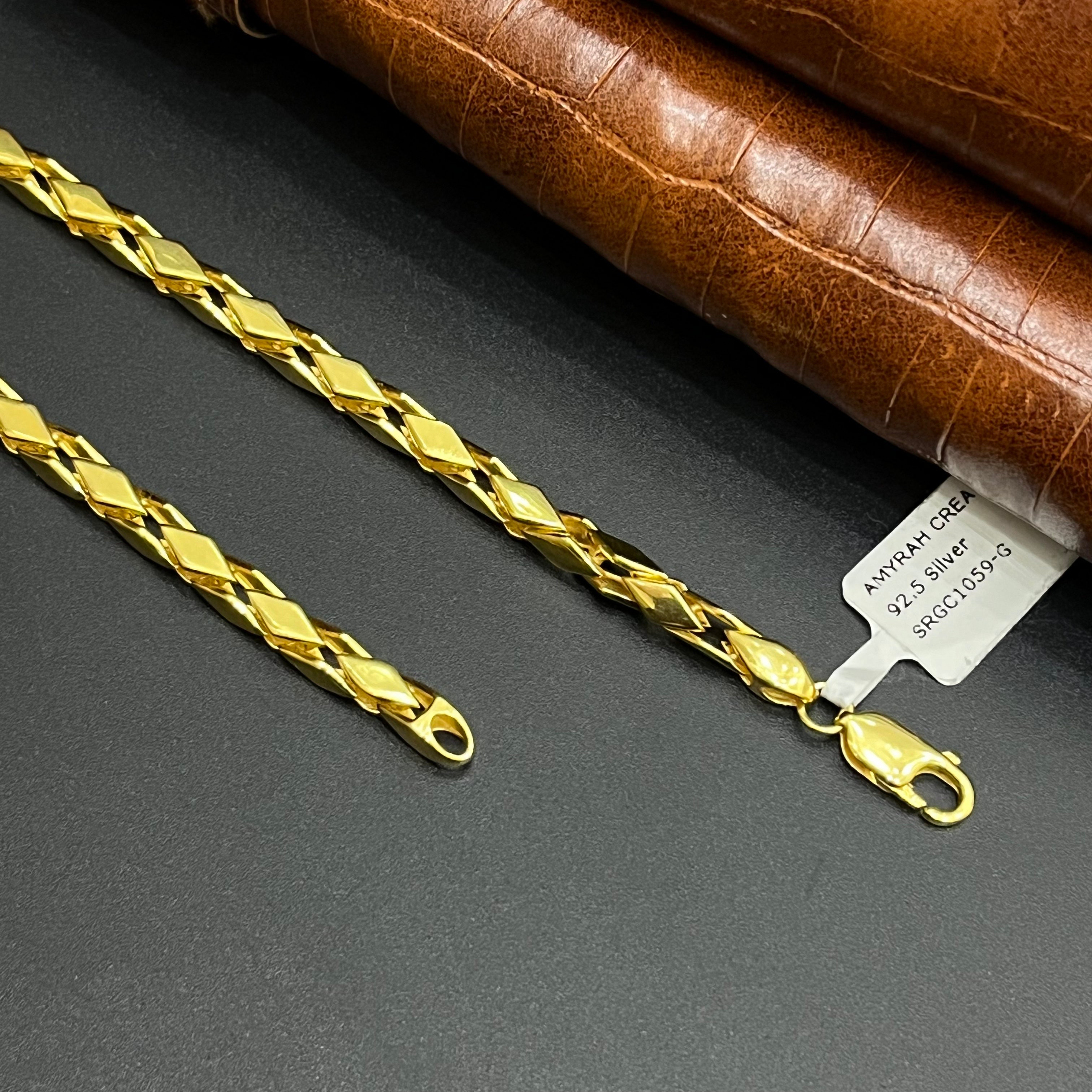 Silver Mens Chain Kathli Luxury Chain Rope Gold Finish M01 925