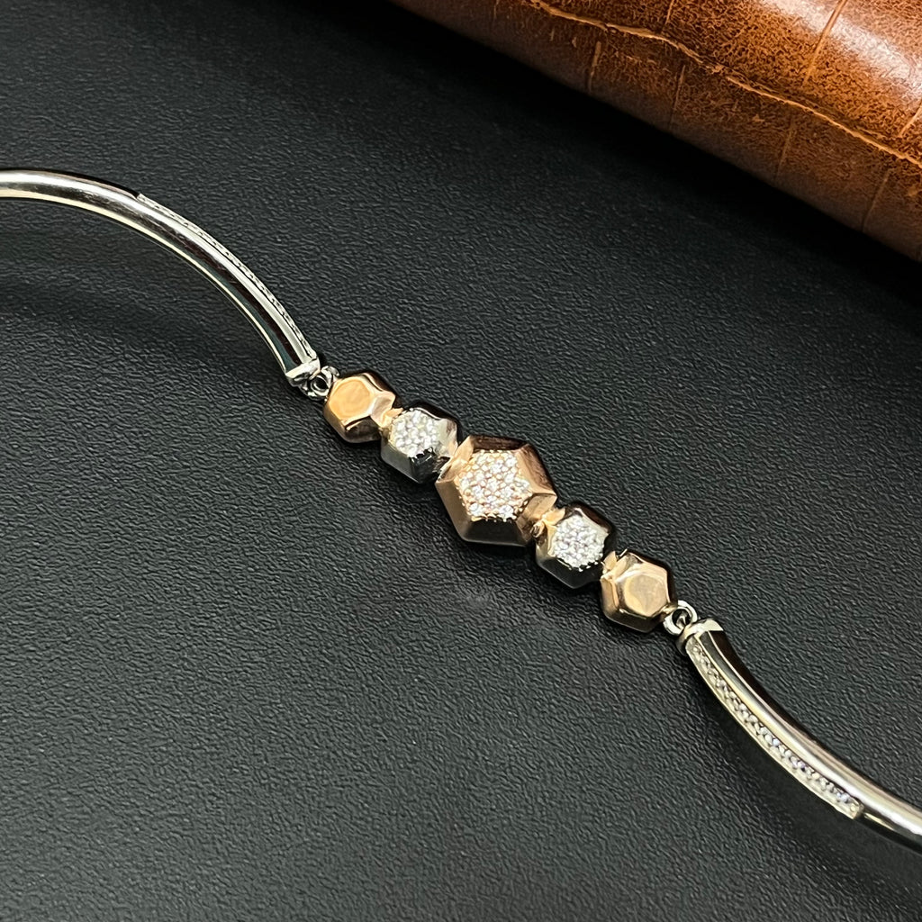 Silver Ladies Kada  3 Brown Balls