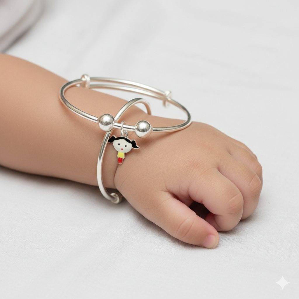 Silver Baby kada Hanging Charms Doll 2