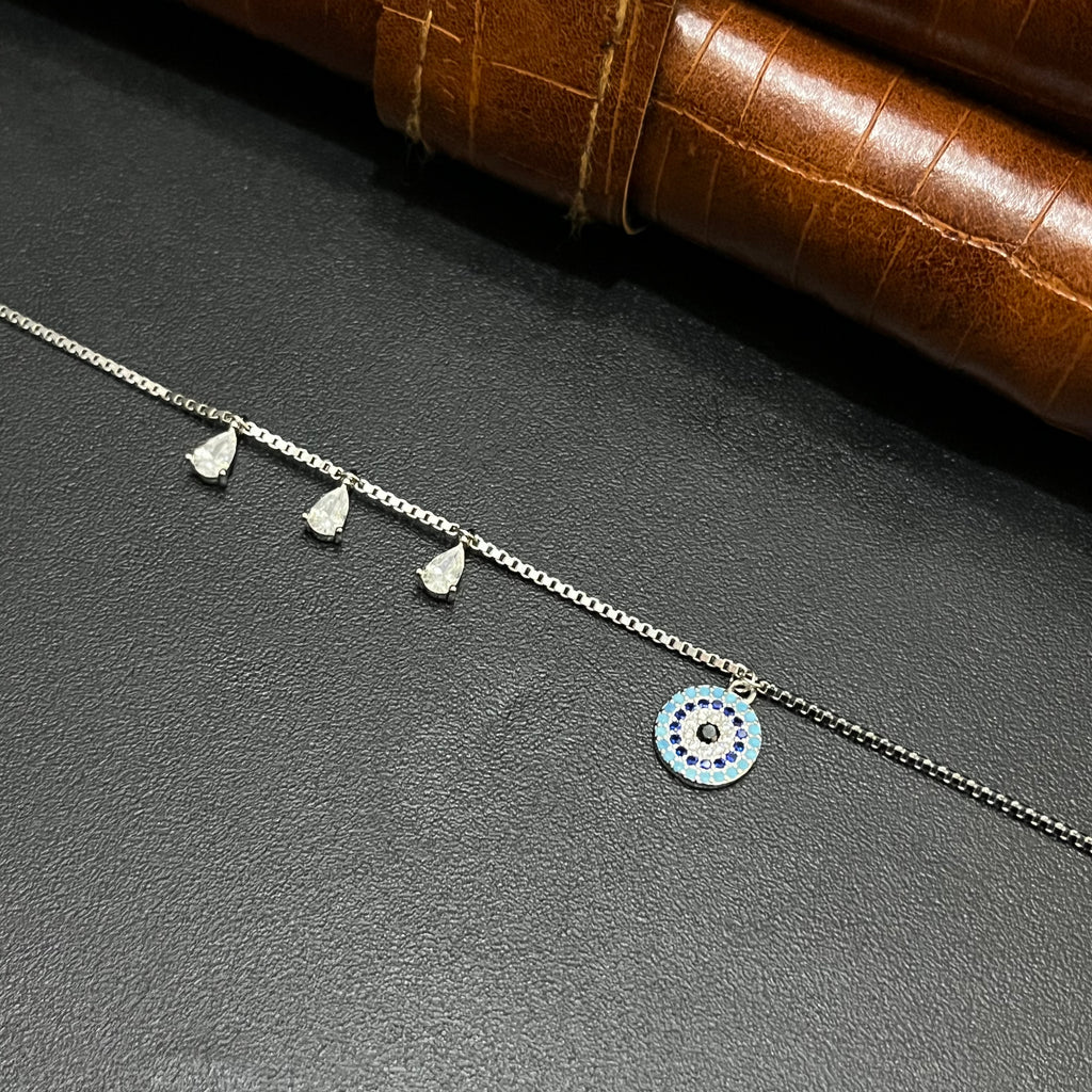 Silver Ladies Bracelet Luna Stone Blue Charms M01 925