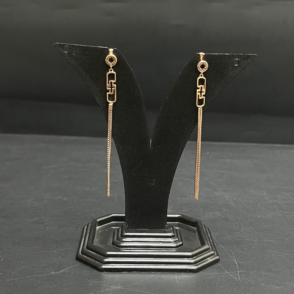 Silver Ladies Sui Daga Stud Hanging Elegant Geometric Double Layer Rose Gold 925