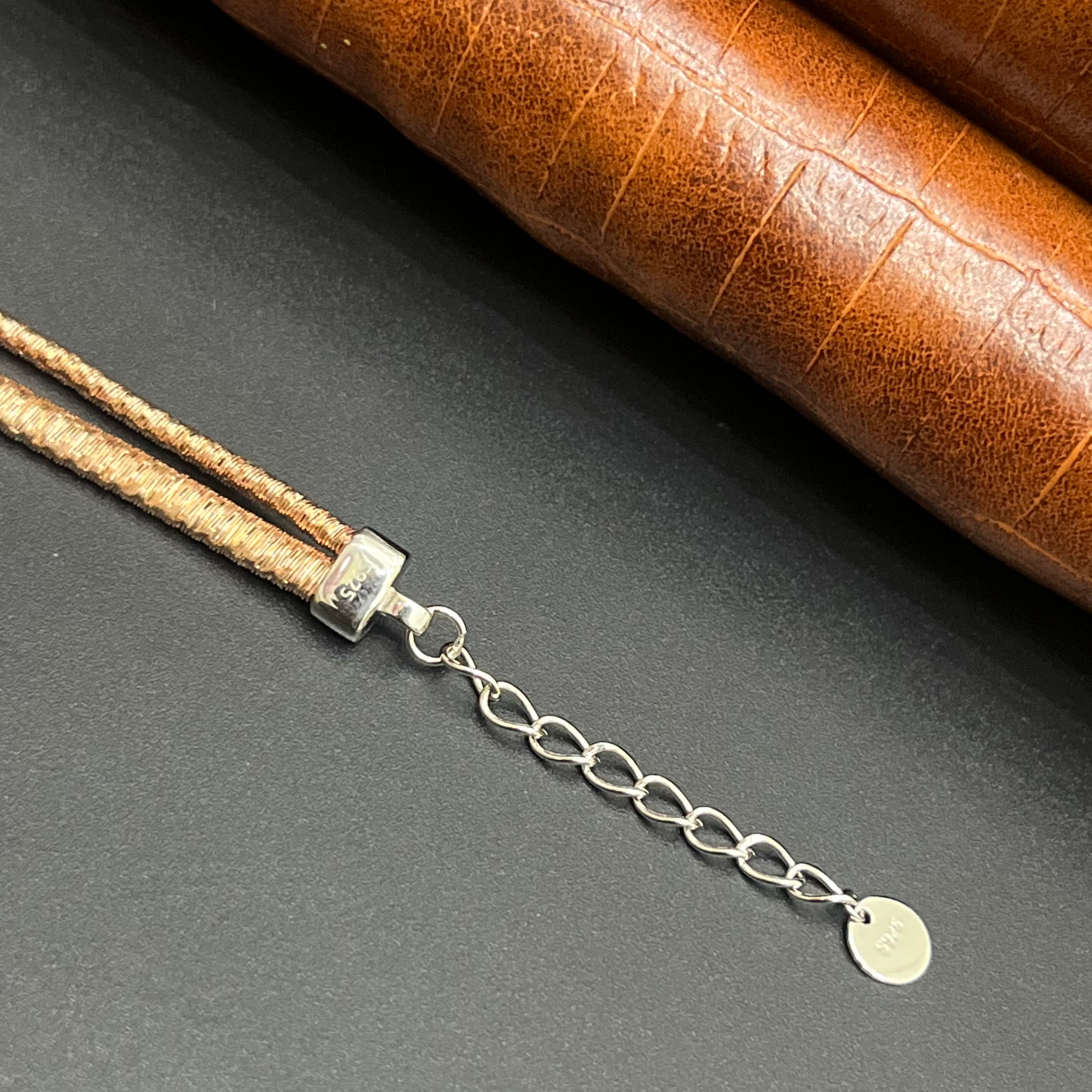 Silver Ladies Bracelet Italian 4 Rose Gold M01 925