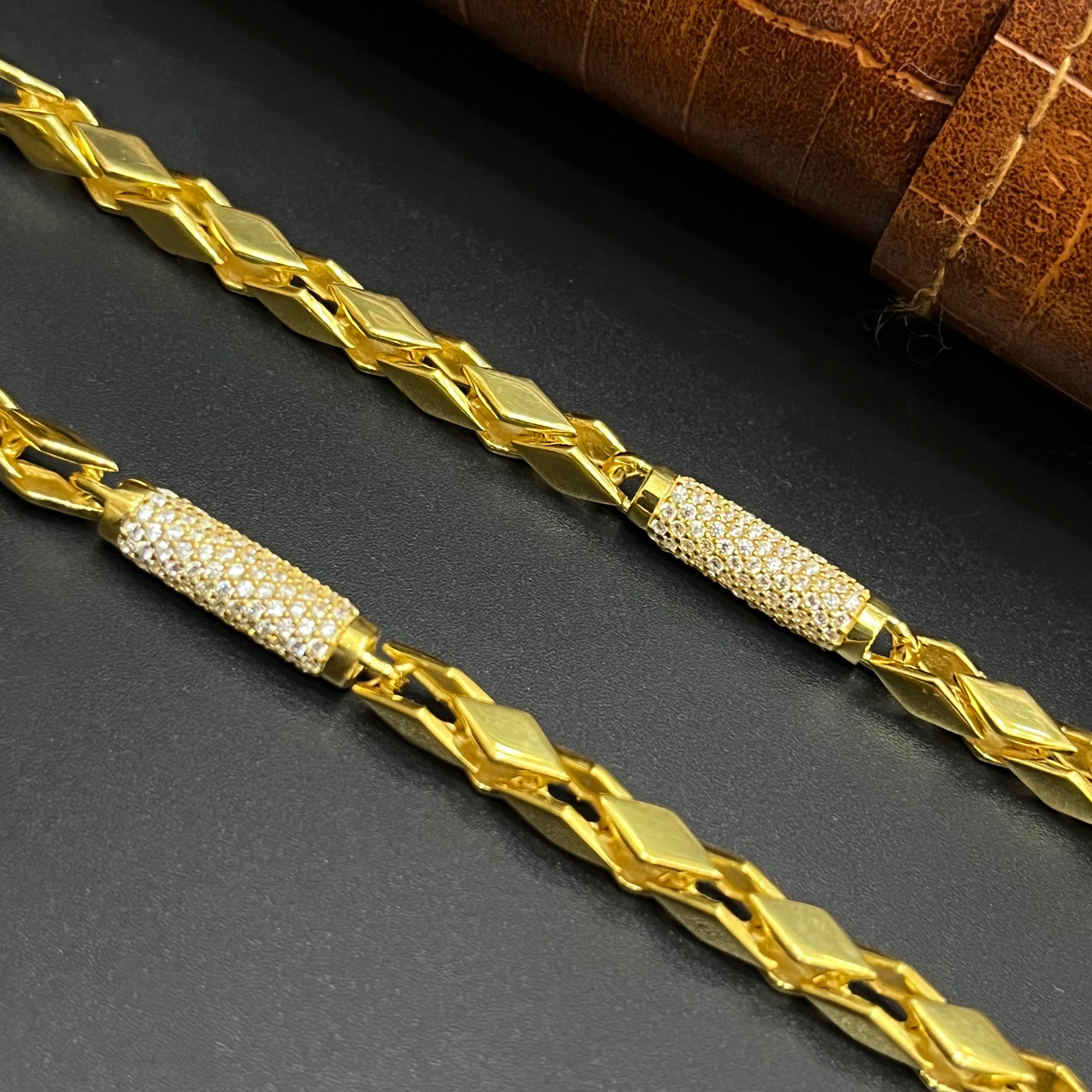 Silver Mens Chain Kathli Luxury Chain Rope Gold Finish M02 925