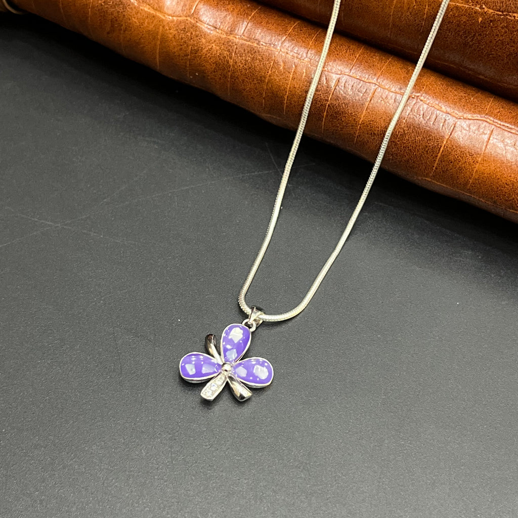 Silver Ladies Pendant Royal Purple Floral Charm 925