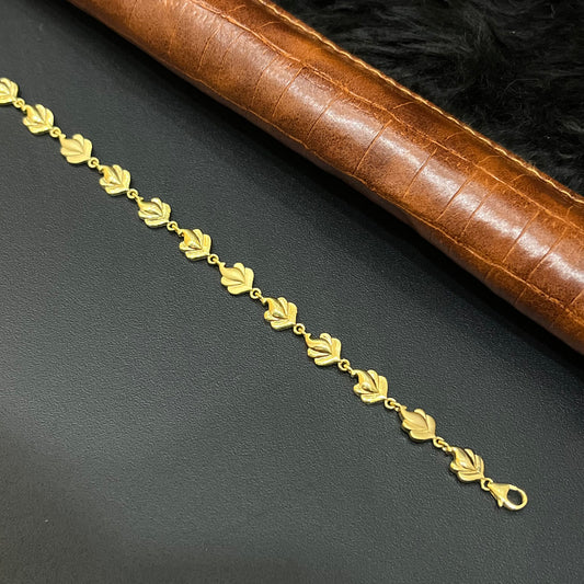 Silver Ladies Bracelet Gold Finished Leaf Finish FR