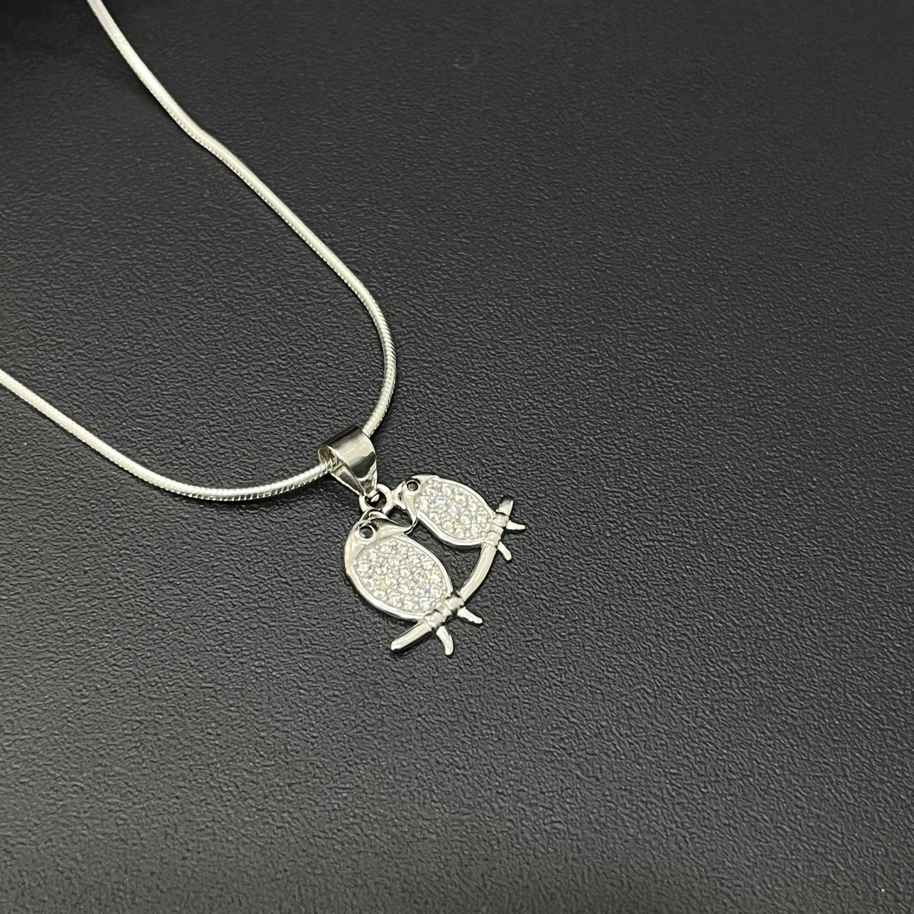 Silver Ladies Chain Love Birds Owl