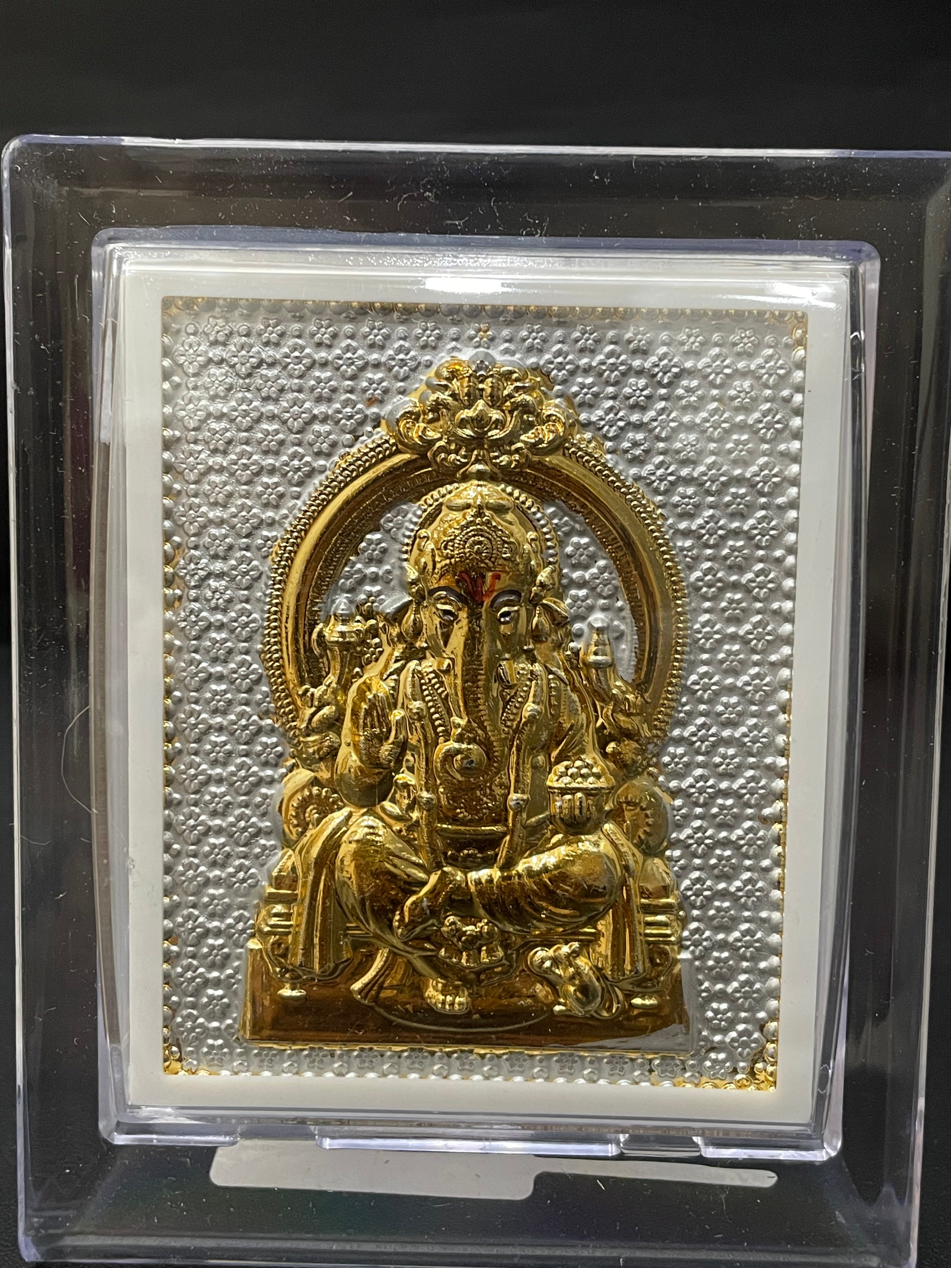 Silver Ganesh Gold Finished Frame 999 S