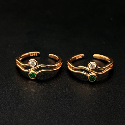 Silver Ladies Toe Rings 2 Layer RG