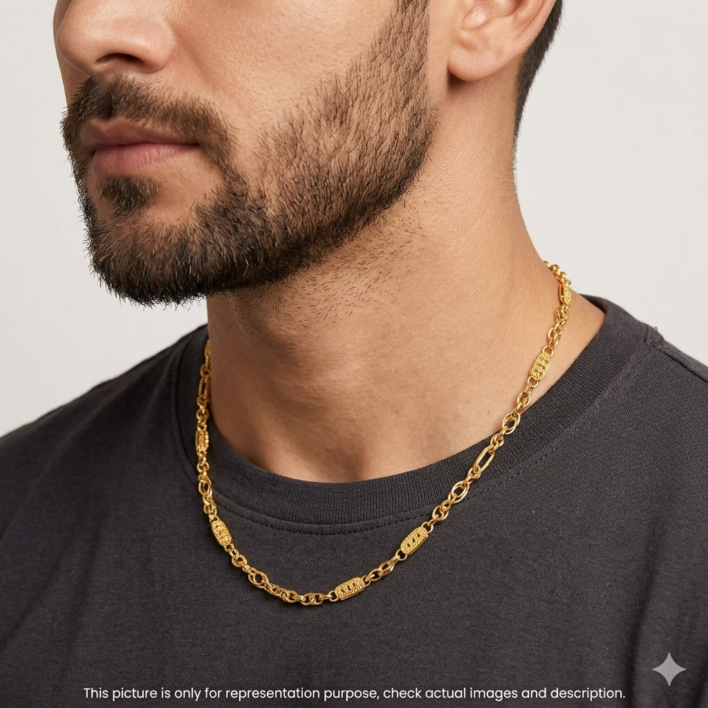 Silver Mens Chain Italian Gold Finished