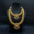Silver Ladies Necklace And Haram Antique Lakshmi Devi Pink Nakshatra Gold Finish 925