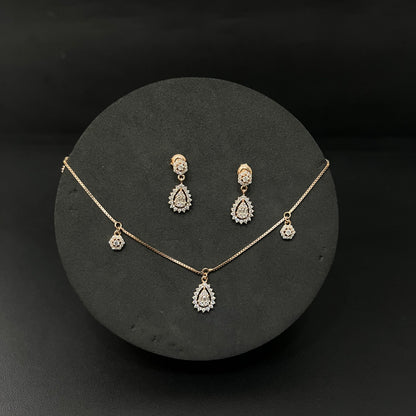 Silver Ladies Pendant Chain & Stud Set HG drop Rosegold