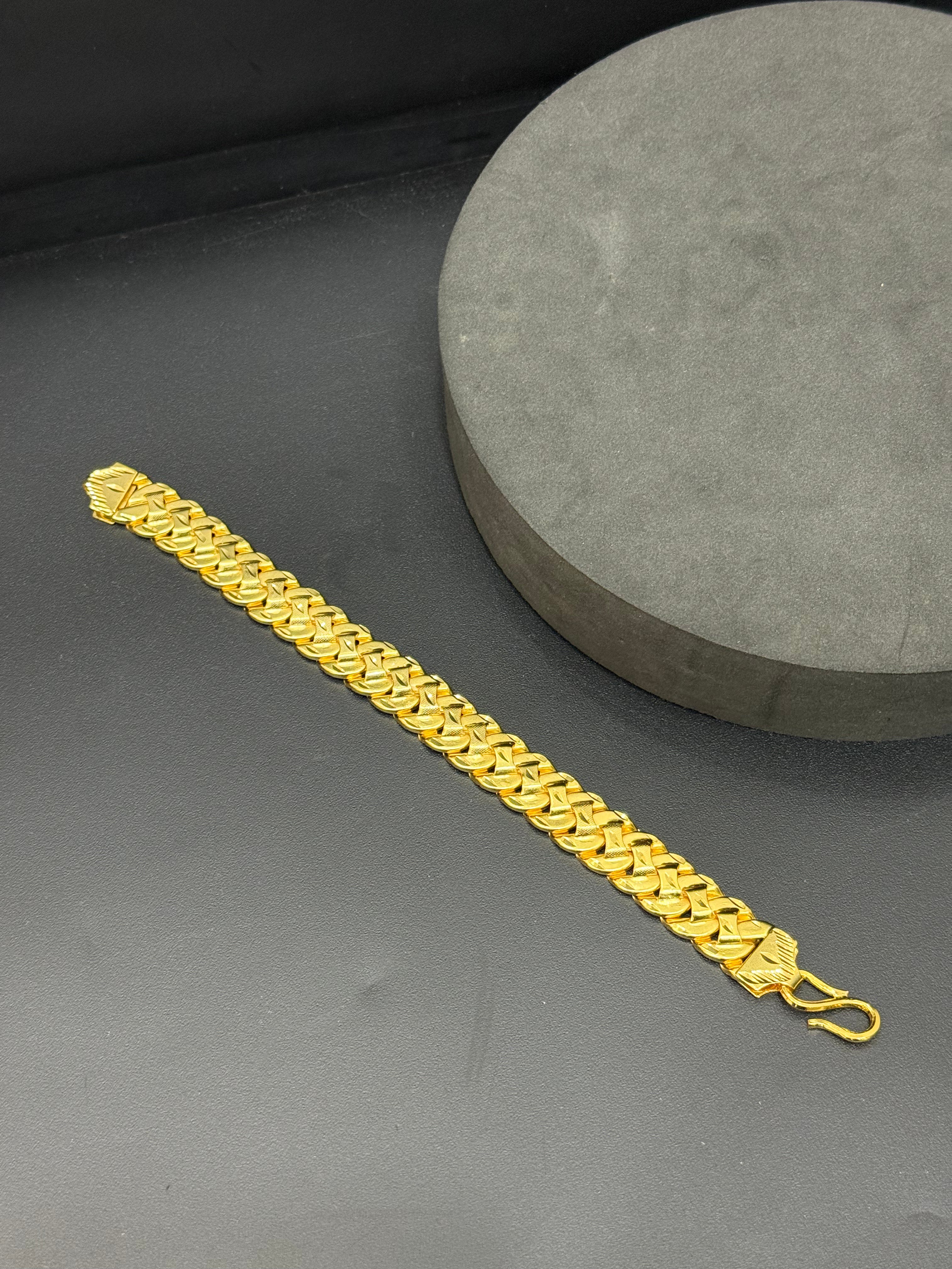 Silver Mens Gold Finished Bracelet Cowboy