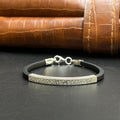 Silver Kids Bracelet Textured Black Band M01 925