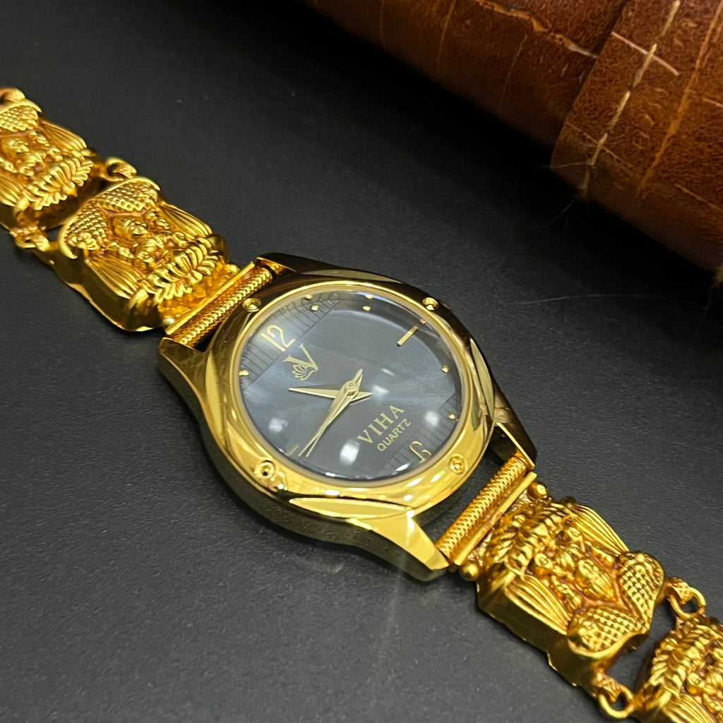 Silver Ladies Watch Antique Royal Lakshmi Red Stones Gold Finish M01 925