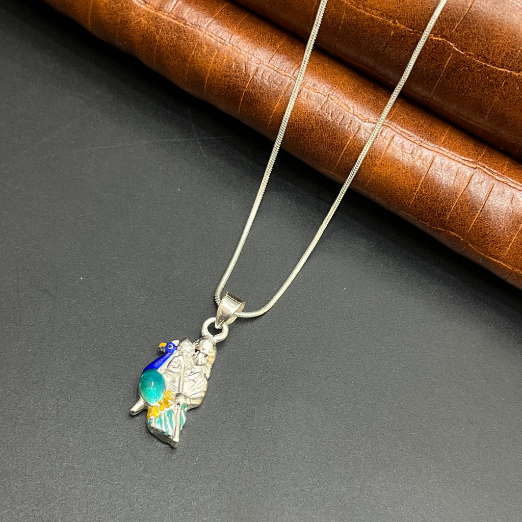 Silver Ladies Pendant Murugar Vel Peacock 925