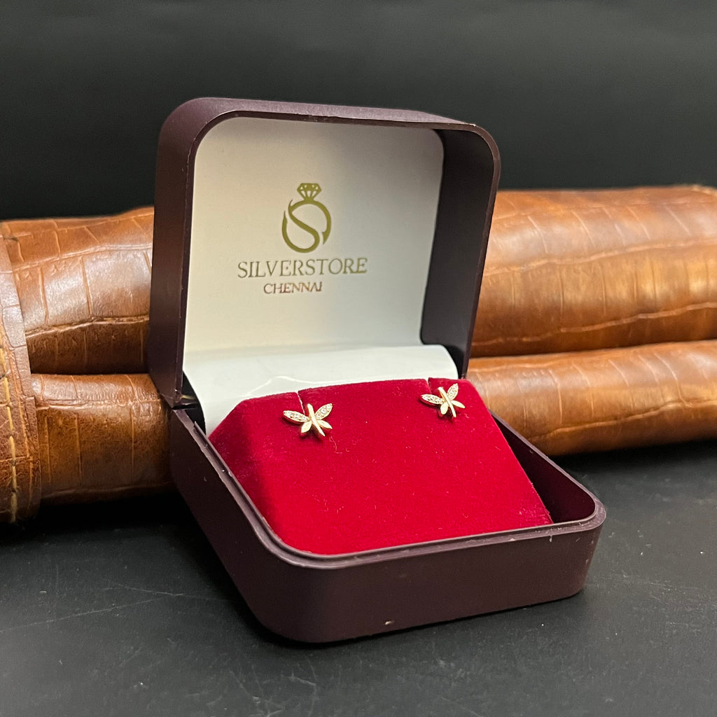 Silver Ladies Second Stud Unique Butterfly Rose Gold 925