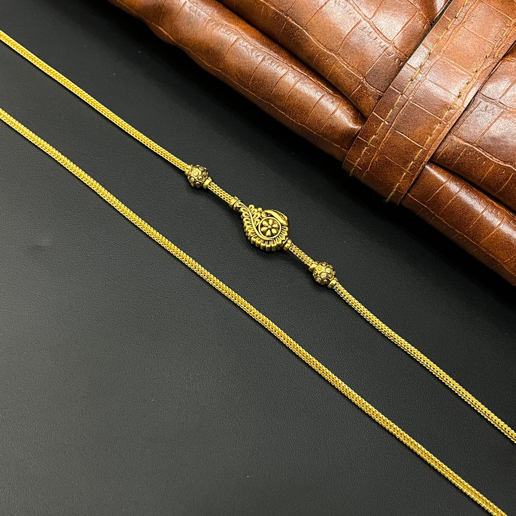 Silver Gold Finished Thali Saradu Floral Peacock