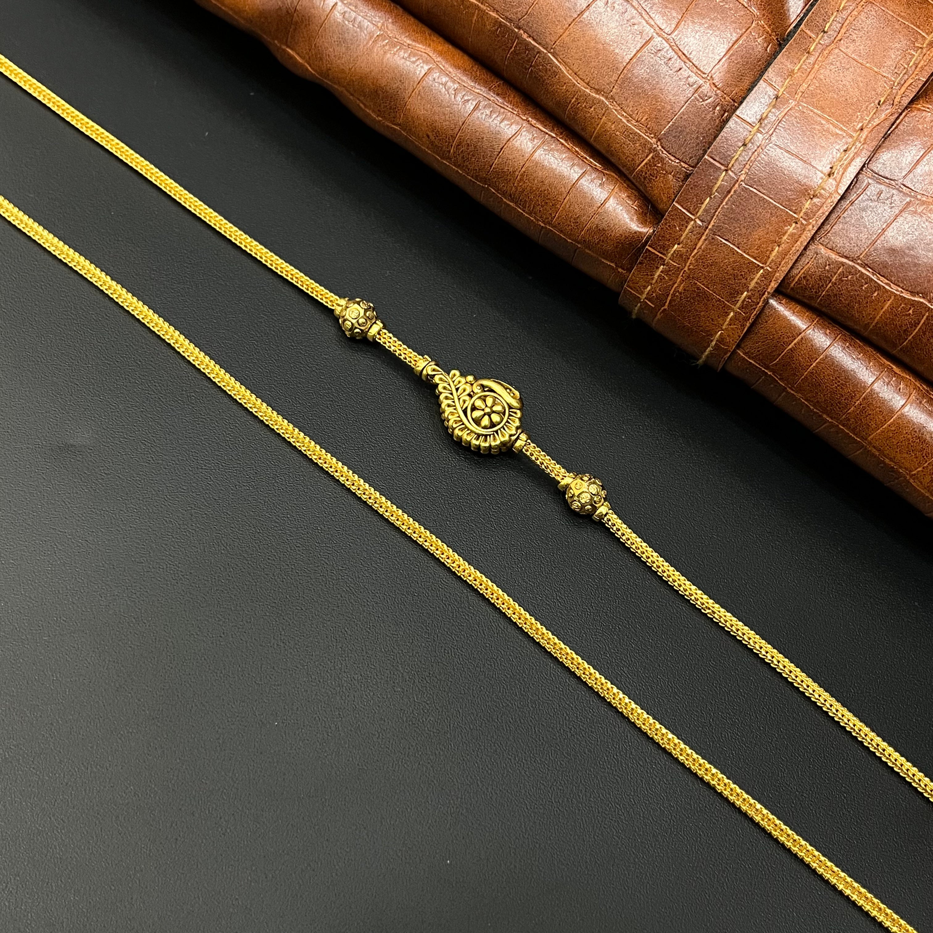 Silver Gold Finished Thali Saradu Floral Peacock