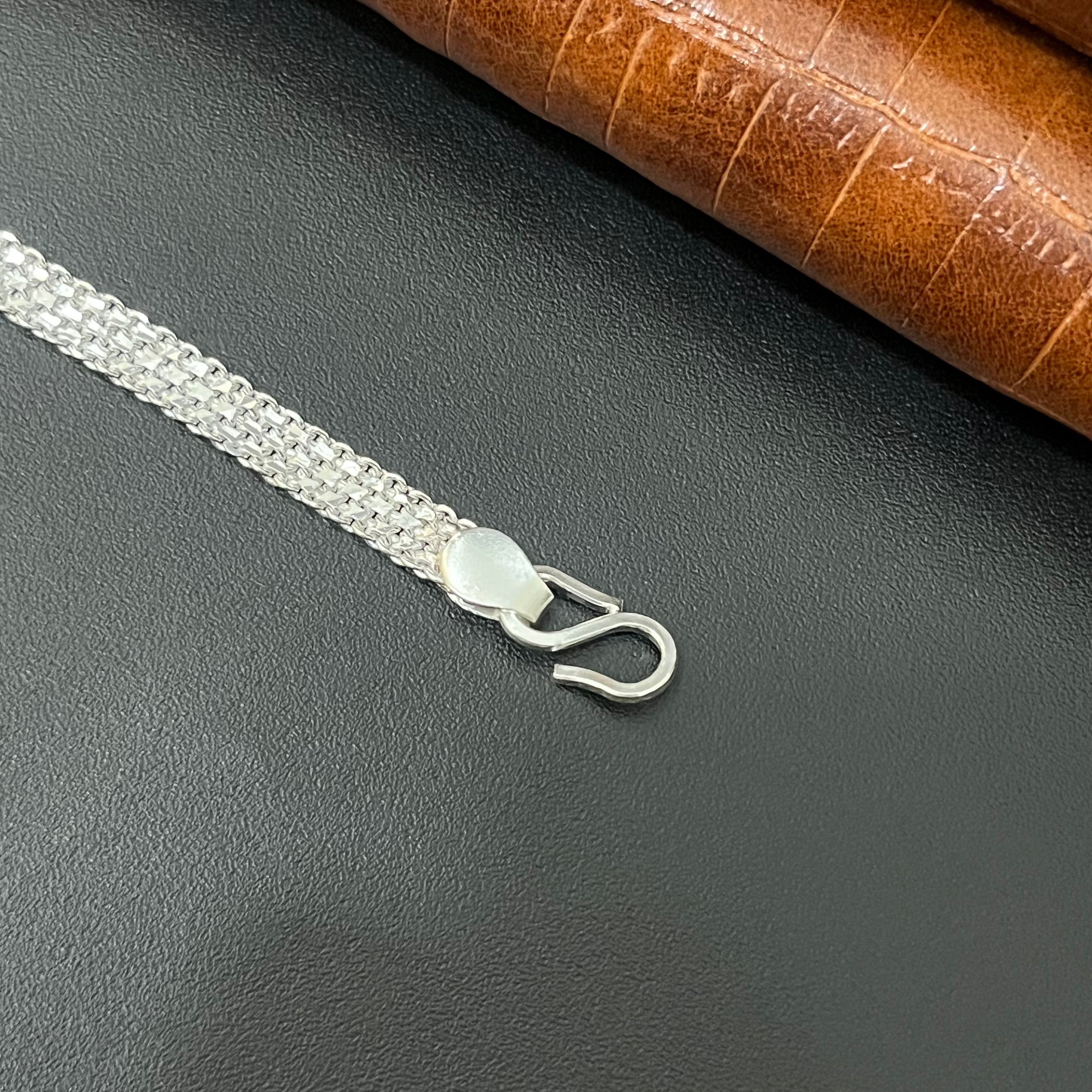 Silver Mens Bracelet Flat 1 925